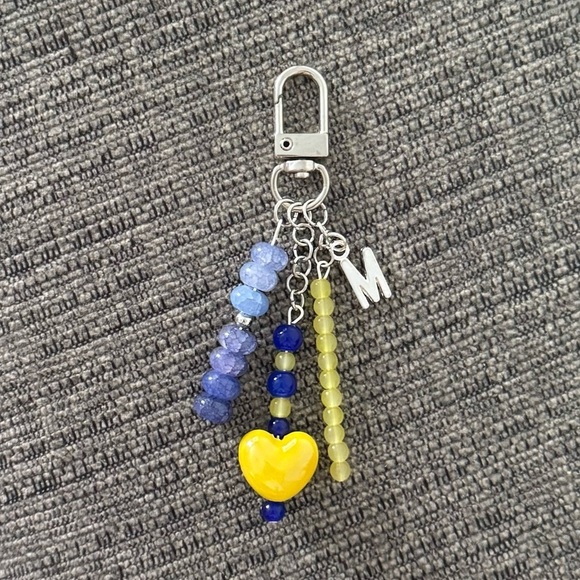 Handmade Accessories - University of Michigan Handmade Beaded Heart Bag Charm Keychain